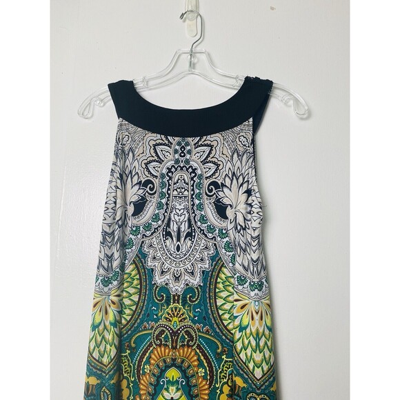 Sandra Darren Maxi Dress Women's Size 10 Multicolor Paisley Halter Neck Stretch - Picture 11 of 13